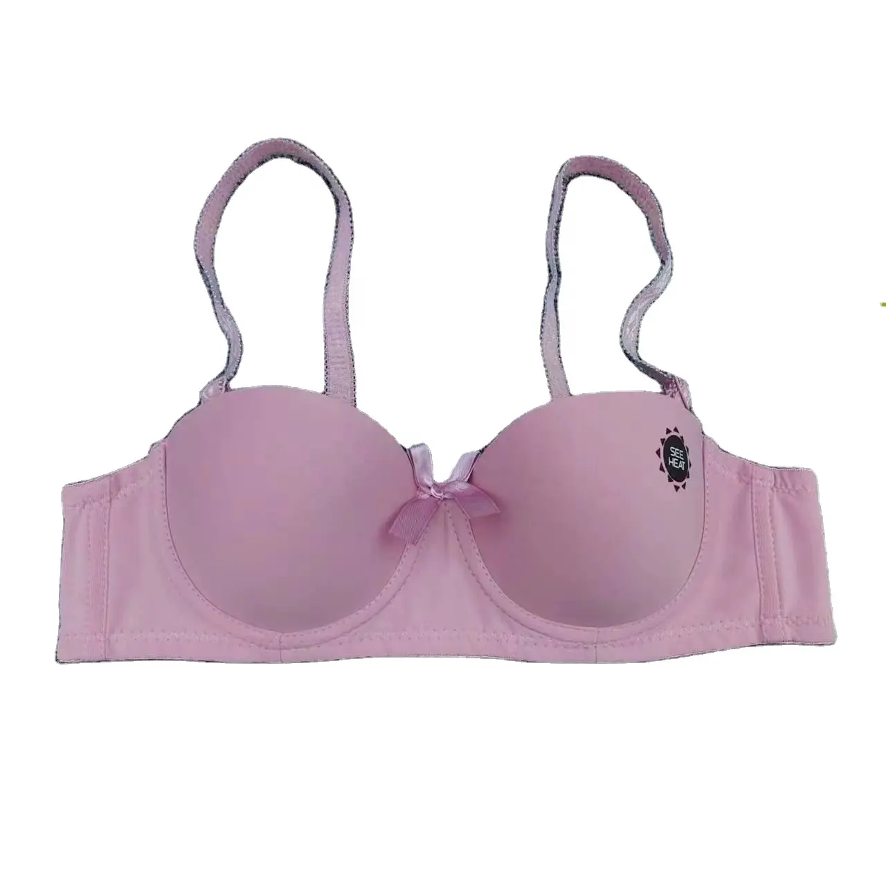 Sutiã de cor lisa para meninas, sutiã de textura fofa sem costura push up personalizado para uso diário e feminino