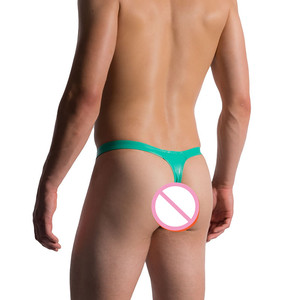 Personalizado de lujo suave al tacto de poliuretano Sexy hombres T-back Tower G-string pene ropa interior Tangas Xxx String Micro Tanga modelos - Product Image 2