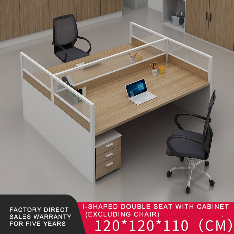 I-shaped desk 2 seats with drawer