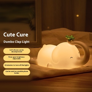 Lámpara de silicona de elefante recargable por USB, temporizador de brillo de tres niveles, Sensor de Pat, luz nocturna para escritorio, dormitorio, mesita de noche para niños - Product Image 2