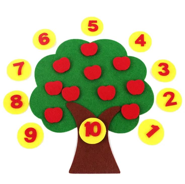Knowledge of non woven apple tree 1-10 number Kindergarten Mathematics zone toys self made teaching materials