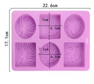Handgemachte 3D-Seifenformen Silikon DIY Bar Seifen form 6 Löcher Quadratisches Blatt muster Ovale Silikon formen für die Seifen herstellung