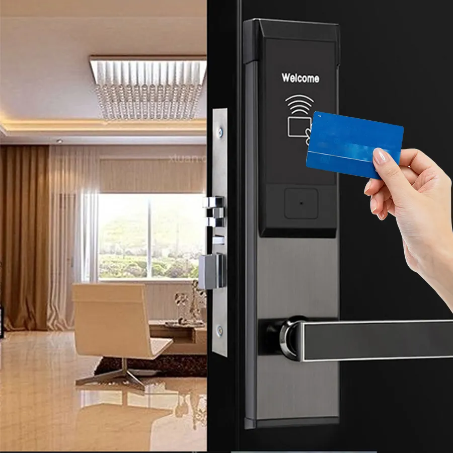 Sistema de seguridad inteligente de acero inoxidable, tarjeta de llave con muesca electrónica, Rfid, Nfc, sin llave, para puerta de habitación de Hotel, precio