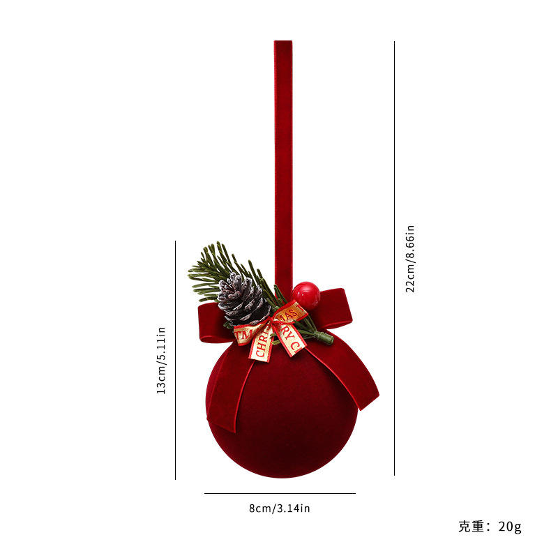 Flocked Christmas Ball Decorative Piece