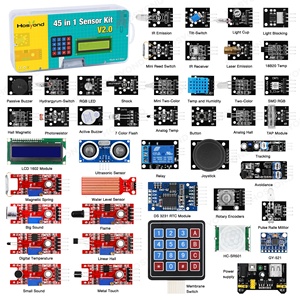 NEU 45 in 1 Sensor module 16 Arten Starter Kit für Arduino Raspberry Pi, besser als 37 in 1 mit Box für UNO Set R3 MEGA2560