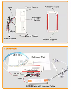 DC12V 5A 60W Led espejo tiempo temperatura pantalla desempañador atenuado inteligente 2 botones Control Sensor táctil para iluminación de baño - Product Image 5