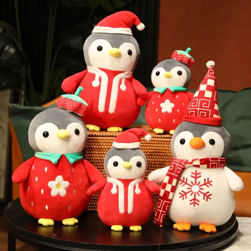 Sıcak satış güzel yumuşak noel süslemeleri hediyeler dolması noel penguen peluş oyuncaklar