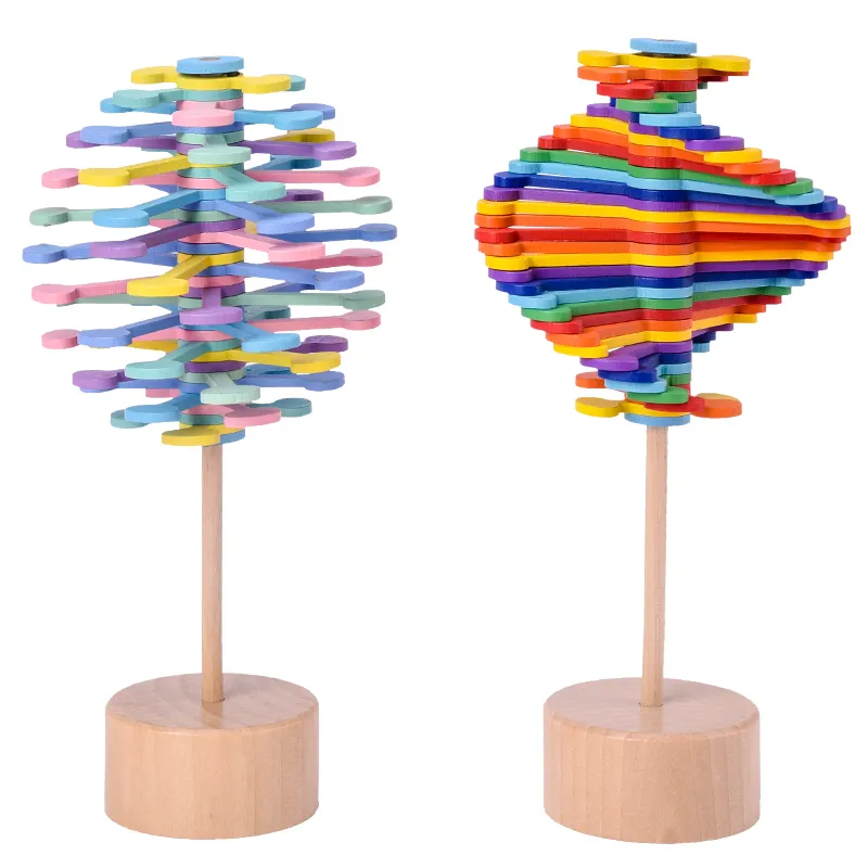 Bastone di legno di alta qualità decorazione del Desktop giocattolo di decompressione sollievo dallo Stress magico ruota il giocattolo di rotazione giocattolo educativo colorato
