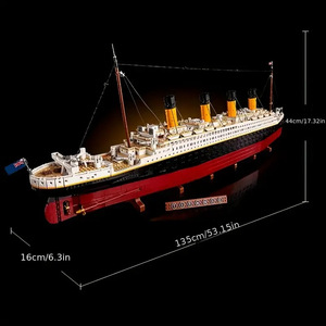 9090 מחשבים ענק גדול 135 ס "מ pvc titanic ספינה מודל מאוד טכני עתיק שיוט סירה הבניין בלוקים קושי moc - Product Image 6