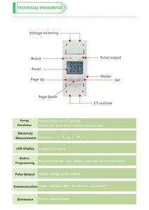 Acrel ADL200单相10(80)A RS485 Din导轨输入功率分析仪能量千瓦时表，带RS485 Modbus RTU通信 - Product Image 4