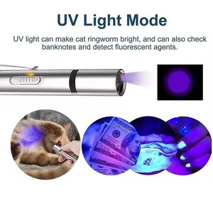 Puntatore Laser ricaricabile 7-in-1 USB con torcia Multi-pattern commutabile per giocare a gatto e rilevatore di banconote con luce viola - Product Image 2