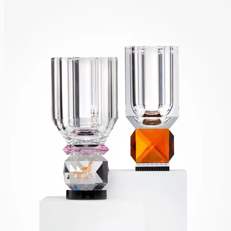 2020 moderne fait main forme K9 cristal verre fleur vase petit clair table décoration de mariage pièce maîtresse pour la décoration intérieure
