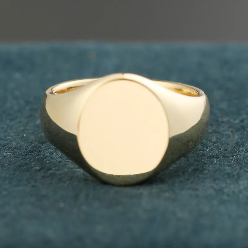 Anello personalizzato con sigillo in bianco da uomo in oro 9K 12K 14K 18K con incisione in bianco