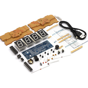 Smart Electronics Kit orologio a LED digitale a 4 cifre con Display a controllo della temperatura a LED orologio digitale Kit da te con custodia trasparente - Product Image 1