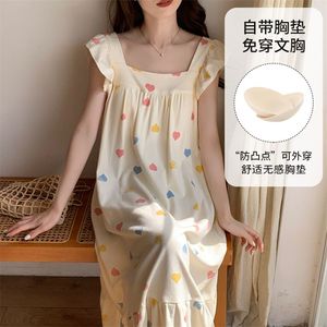 Hot Sale Summer Cotton Nightdress New Women's Pajamas Sweet and Cute <strong>love</strong> Printed Home Clothes Sleepwear Dress