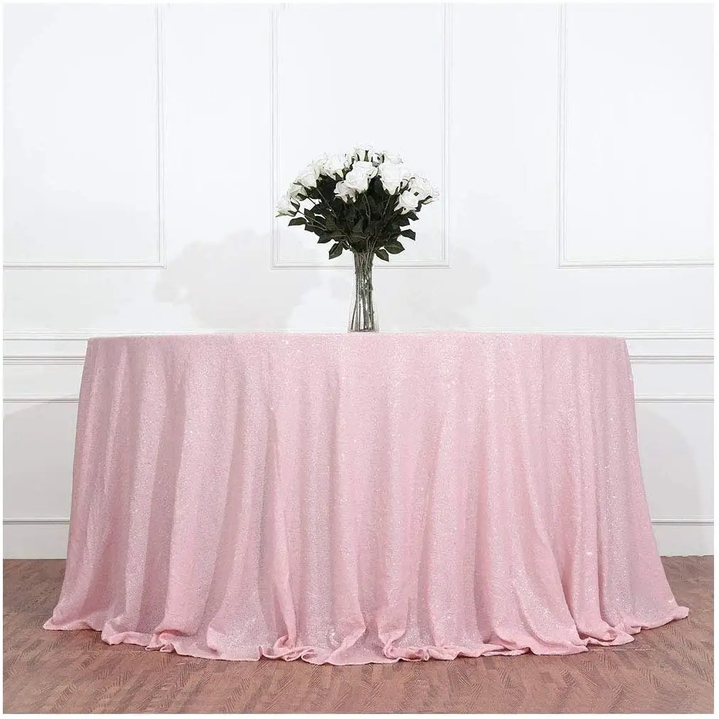 Alta qualità la migliore vendita di moda banchetto di famiglia cena festa di nozze Glitter tovaglia tovaglia rotonda con paillettes rosa