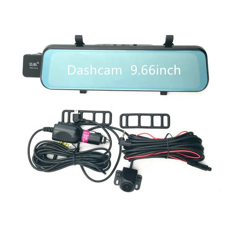 Dashcam Digital con doble lente para coche, Dashcam con pantalla de 9,66 pulgadas, visión nocturna, espejo retrovisor, grabadora de conducción de vídeo, 1080P real