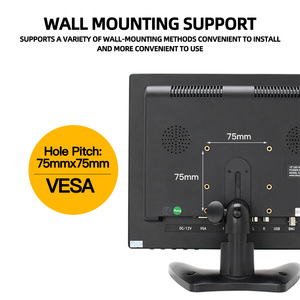 Pantalla LCD LED de 12 ", Monitor de pantalla táctil de relación 16:10, Monitor de ordenador portátil negro para negocios, Monitor LED TFT VGA de 12 pulgadas Noc