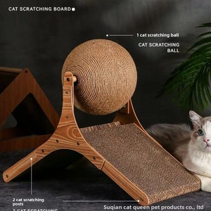 Bán Buôn Vui Vẻ Bằng Gỗ Mèo Scratcher Bóng Và Gãi Ban Dọc Chịu Mài Mòn Không-đổ Mèo Đồ Chơi Cho Mèo - Product Image 4