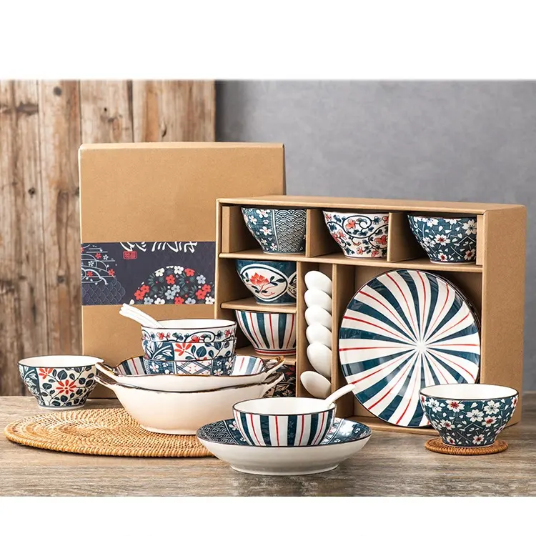 Розничная продажа фарфоровых наборов посуды Подарочная керамическая чаша и тарелка набор посуды с подарочной упаковкой