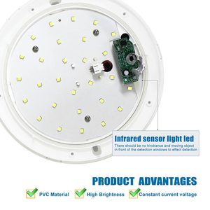12W <strong>LED</strong> Ceiling Lamp IP65 Waterproof Indoor <strong>Use</strong> 6500K Daylight <strong>LED</strong> Panel Ceiling Lamp with Infrared Motion <strong>Sensor</strong> - Product Image 4
