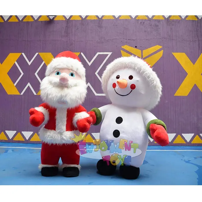 Disfraz inflable de Papá Noel y muñeco de nieve para Navidad, disfraz de oso polar de dibujos animados para caminar, CE, 2m/2,6/3m