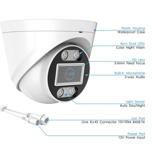 XMeye-cámara de vigilancia IP de 3MP, 5MP, 8MP, 4K, IEEE802.3af, POE, Full HD, visión nocturna IR a Color, con cable