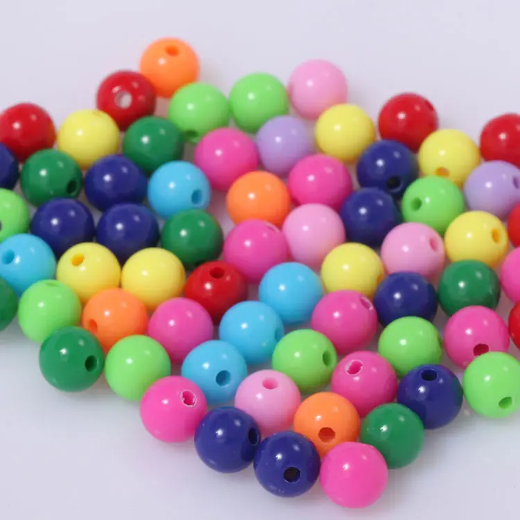 New Plastic Beads Wholesale Sell High Quality Colorful Candy Acrylic Plastic Round Beads For Bracelet Toys Accessories