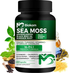 Biokom OEM Private Label17500mg Capsules de mousse de mer d'Irlande avec ashwagandha, huile de graines noires, racine de bardane et curcuma - Product Image 1