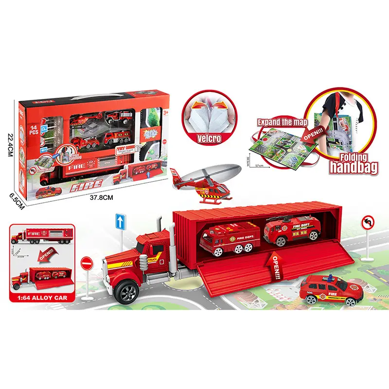 Set di piccole macchinine in metallo personalizzate, set di auto giocattolo in plastica per camion dei pompieri per bambini, camion camaldo de juguete bomberos mini giocattolo in metallo per auto