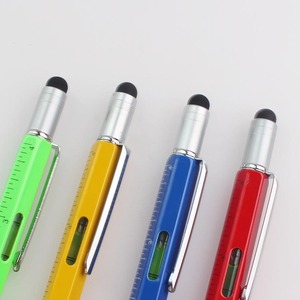 Toptan için çok fonksiyonlu 9 in 1 Stylus su terazisi hediye tornavida Metal aracı kalem Cm/inç ölçekli mühendislik özel Logo - Product Image 6