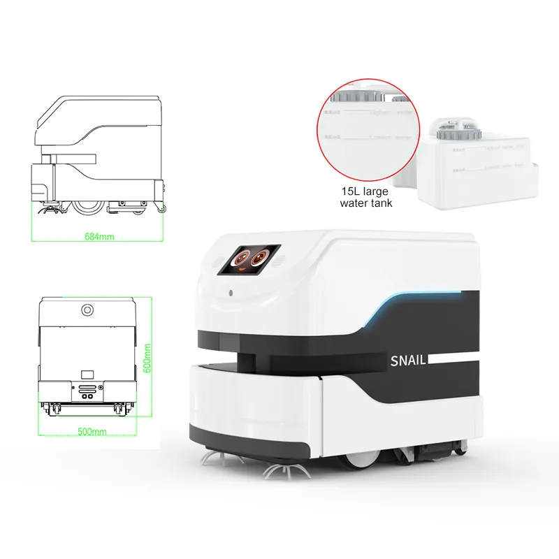 Reeman Robot Penyedot Debu Otomatis, 1 Set Robot Pembersih Komersial Kualitas Tinggi, Penyedot Debu Otomatis Basah dan Kering