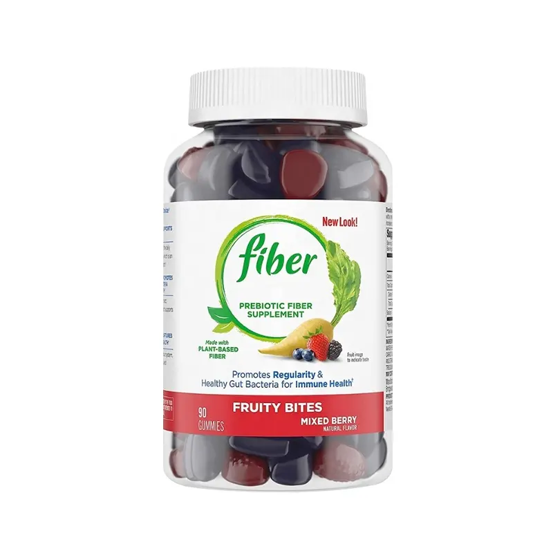 Doces de fibra de vitamina de fibra de frutas gomosos OEM para a saúde, dieta e suplementos digestivos de saúde, doces macios