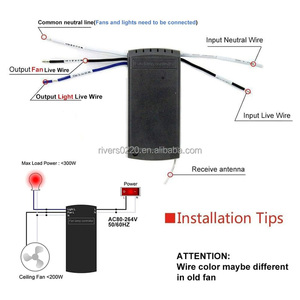 Evrensel tavan vantilatörü uzaktan kumanda kiti AC 110-240V 3-in-1 ışıklı tavan fanı zamanlama ve hız uzaktan verici alıcı - Product Image 2