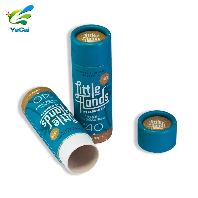 1 oz cera di carta foderato protezione solare spinge verso l'alto tubo di cartone deodorante stick contenitore di imballaggio tubo di carta
