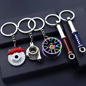 ミニメタルカーパーツキーホルダーターボギアハブキーリングブレーキディスクショックアブソーバーシフターペンダントオートパーツキーホルダー - Product Image 6