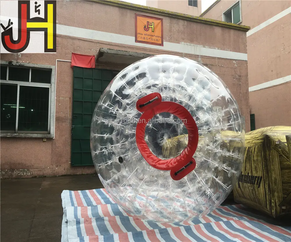 Customized Double Entrance Inflatable Zorb Ball, Multicolor Strips Race Track Inflatable Body Zorb Ball For Bowling Pin Game