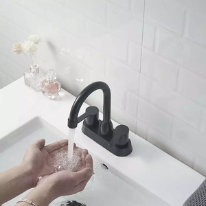 Luxury Waterfall Basin <strong>Faucet</strong> Black <strong>4</strong> Inch Bathroom <strong>Faucets</strong> for <strong>Sink</strong> 3 Hole 2 Handle Basin Tap