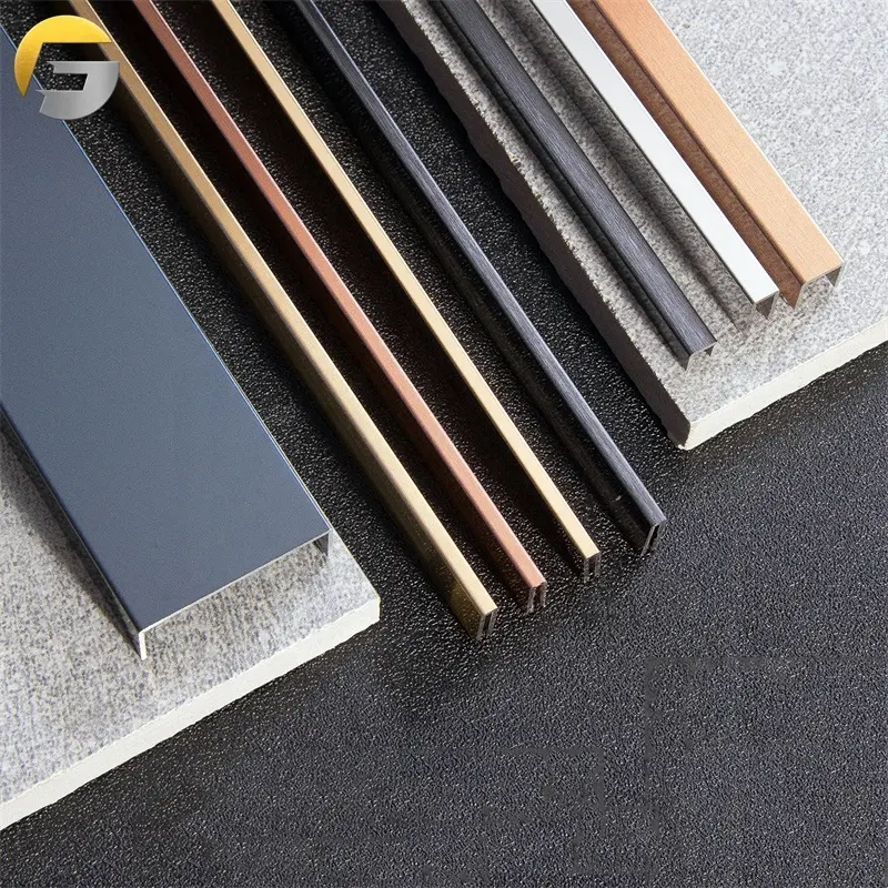 CL277 SS304 Gold Pvd Tile Trim Stainless Steel Edging Trim U shaped Decorative Strip Metal U Channel Profiles