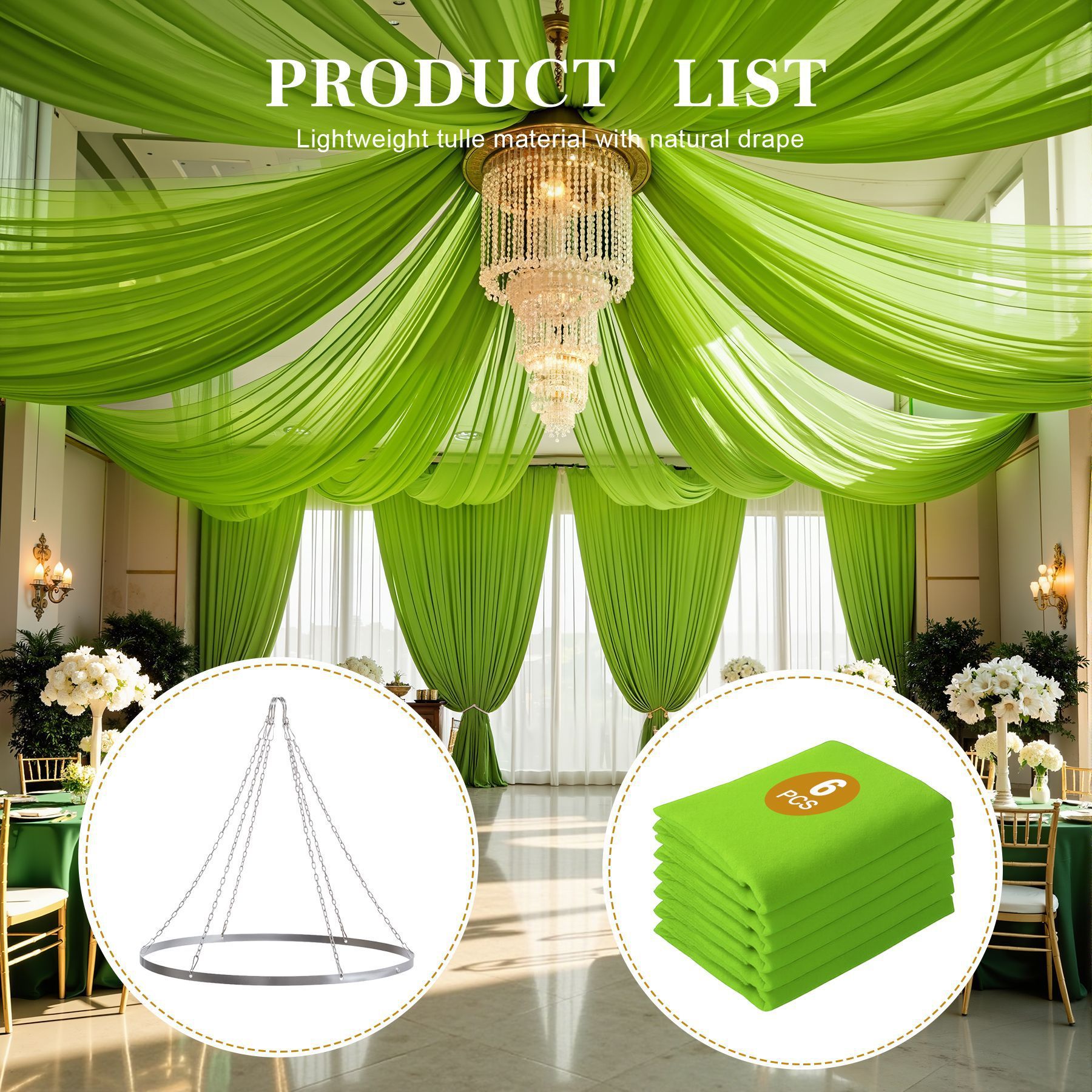 Anneau de levage 6pcs rideau vert pomme