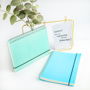 <strong>Custom</strong> Green Spiral <strong>Notebook</strong> Journal A5 PU PVC Plastic Cover with <strong>Elastic</strong> Closure <strong>Strap</strong> Inside Grid Paper Notepad for Writing - Product Image 2