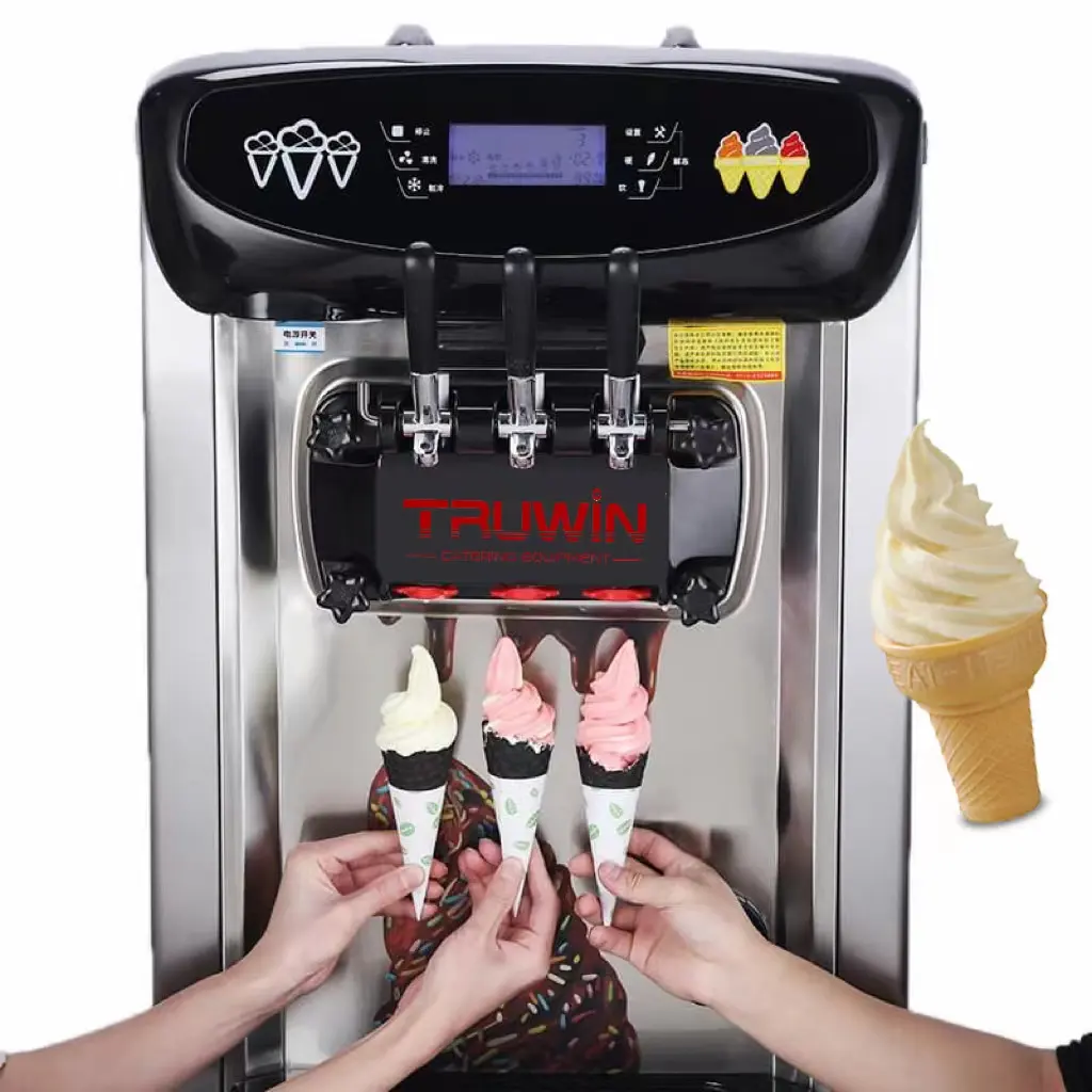 Table Top Popular 18-22L/H Commercial Three Flavors Soft Serve Ice Cream Maker Ice Cream Machine