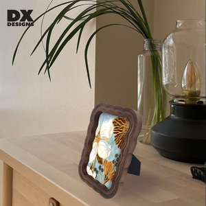 DX thiết kế cong sò khung MDF Tabletop 4x6 inch gợn sóng sóng phong cách khung ảnh bằng gỗ lượn sóng gỗ hình ảnh khung - Product Image 5