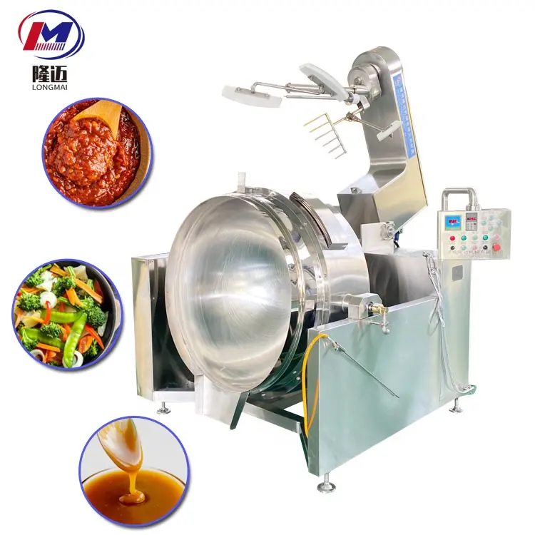 Automatische Industriële Kookpot Machine Kookmixer Gasverwarming Omhulsel Ketel Voor Gebakken Rijstwafels