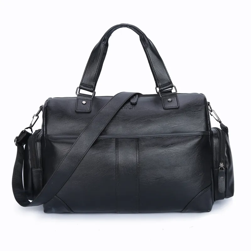 Luxus schwarz Kunstleder Reise-Duffel Herren-Duffel-Tasche Sport Fitness-Tasche