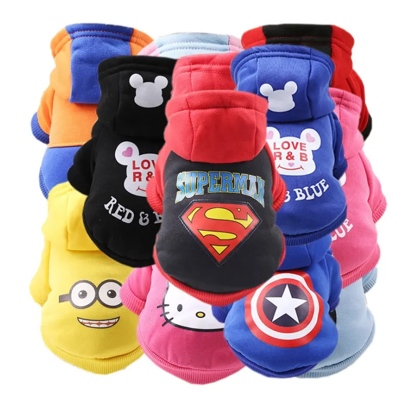 Bán Buôn Cotton Fleece Pet Hoodies Mềm Ấm Chó Quần Áo