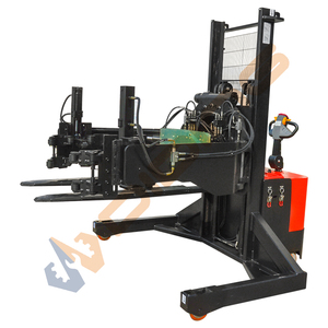 Semi <strong>Automatic</strong> Electric Straddle Portable <strong>Loading</strong> <strong>and</strong> <strong>Unloading</strong> Forklift Rotating Clamp Paper Roll Lifter Stacker