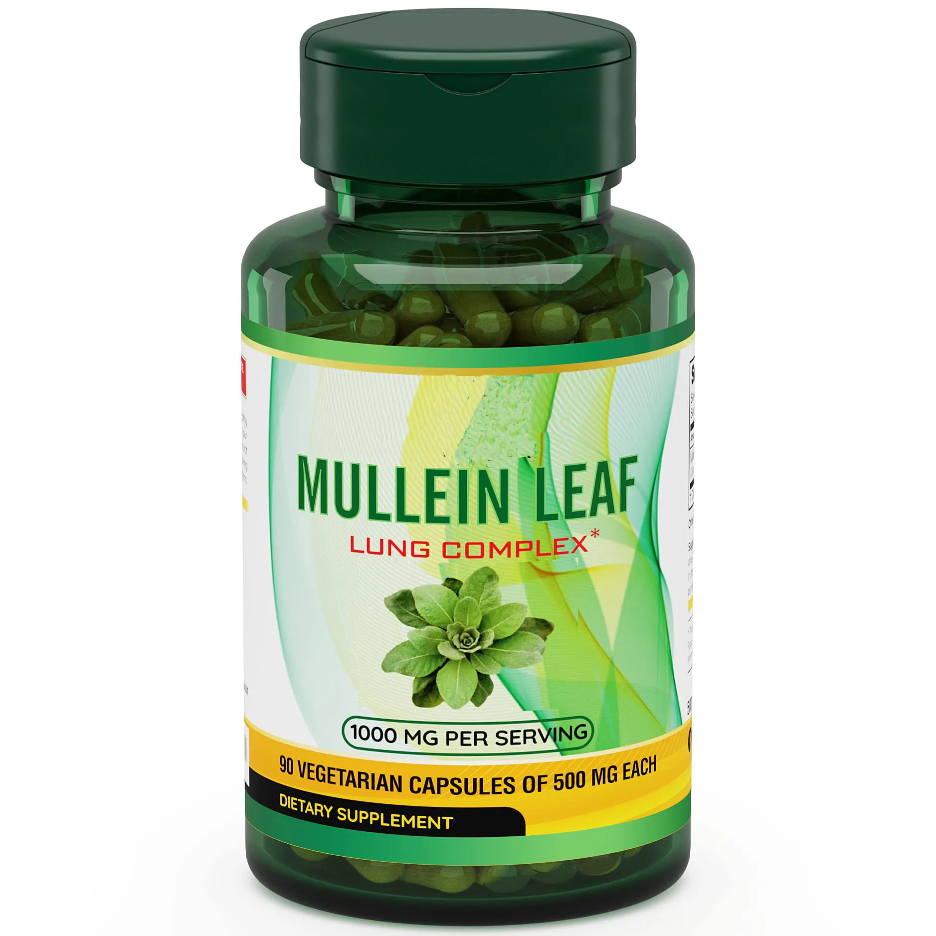 Suplemento de soporte de pulmones, cápsulas de Mullein, sistema respiratorio de soporte de vitamina C D3, raíz de regaliz de hoja de té verde