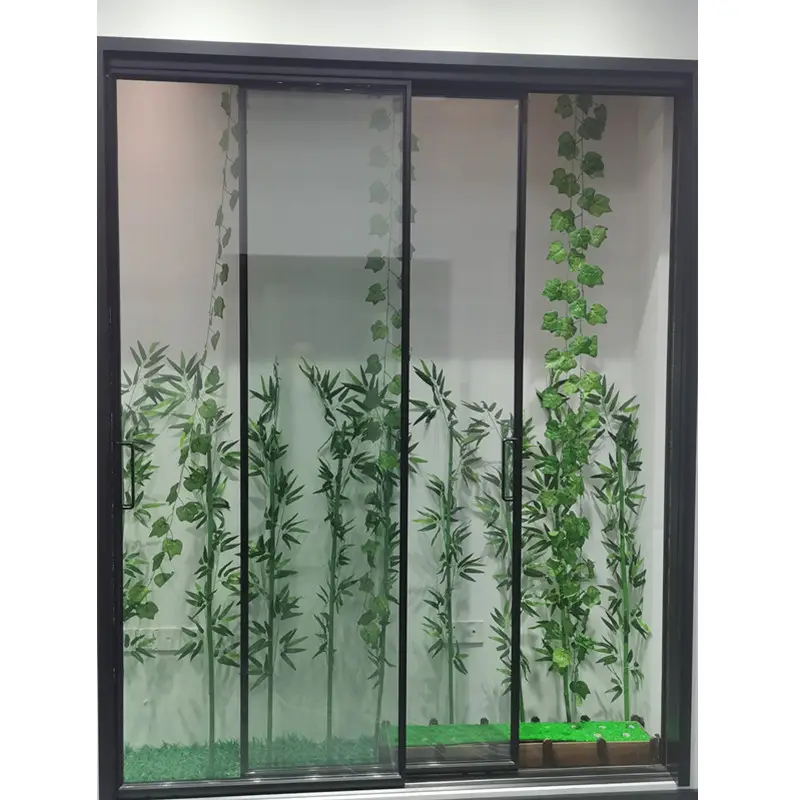 Conception de fenêtre de maison moderne Porte coulissante en aluminium à faible émissivité Porte coulissante en aluminium avec cadre en verre personnalisé