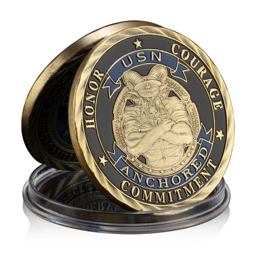 Moneda chapada en bronce de recuerdo de La Reserva DE LA Marina DE LOS Estados Unidos, moneda conmemorativa de los valores fundamentales de la USN, moneda de desafío coleccionable